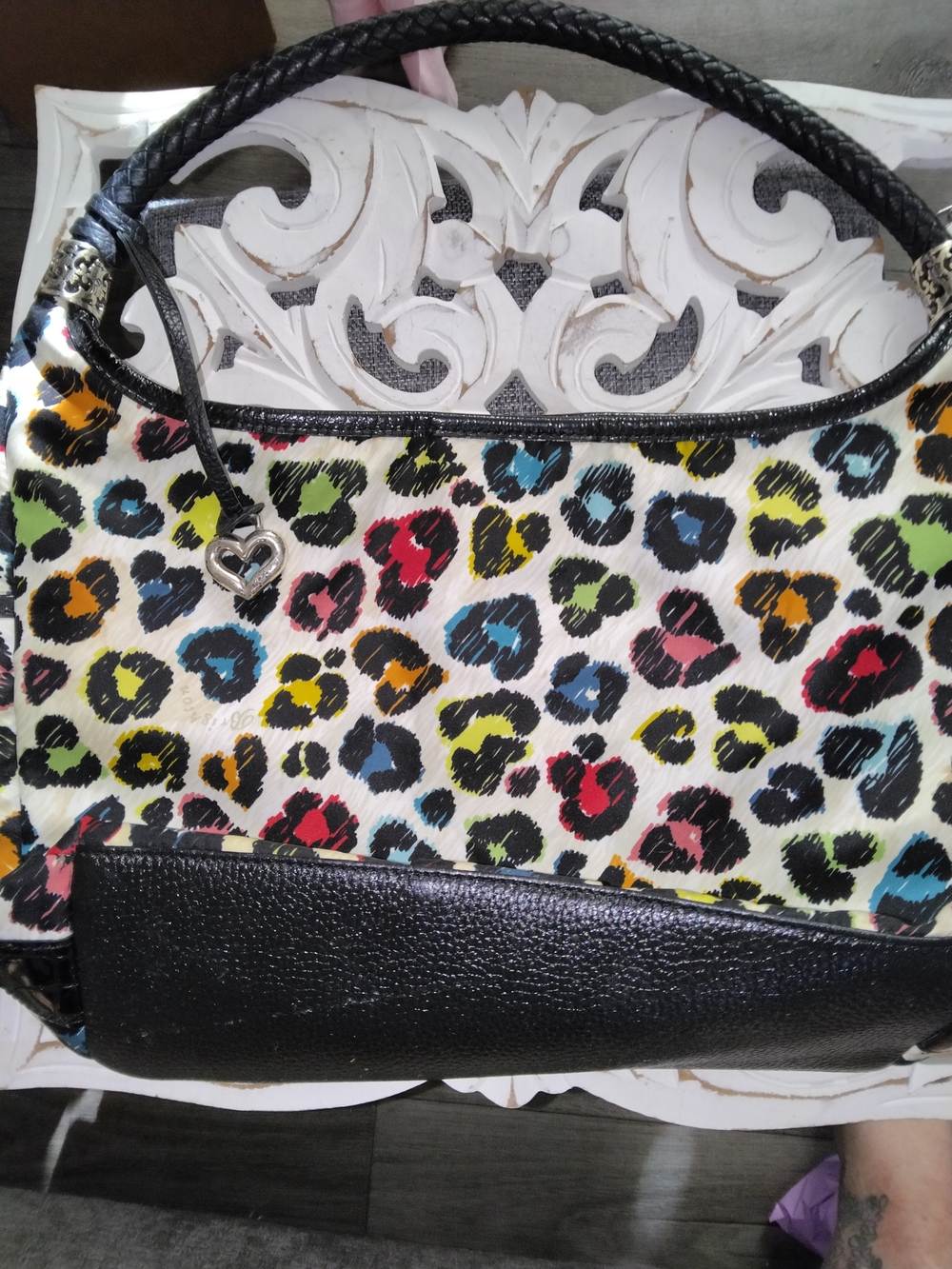 Brighton Multicolor Leopard Shoulder Bag with Black Trim